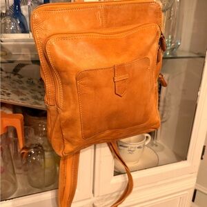 Vintage Tan Leather Backpack